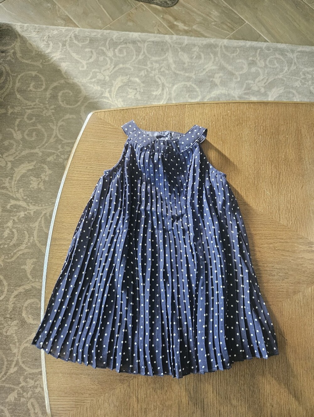 Blueberi Boulevard Girls Navy Polka Dot Pleated Dress Size 2t